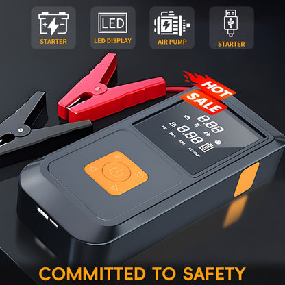 Emergency Power Supply Air Pump, 10000A, Large Screen Digital Display, 250PSI Jump Starter, Compatible with All Car Models, USB Fast Charge, LED Emergency Lighting, Portable 10-liter Gasoline Or 9.0-liter Diesel Engine, with EVA Bag