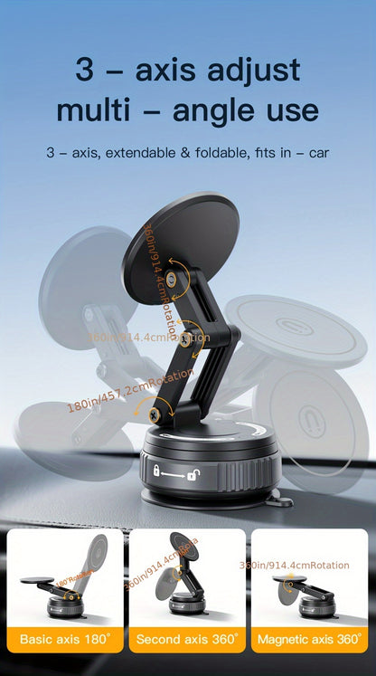 360-Degree Rotatable Magnetic Phone Holder - Compatible with for All Smartphones And Vehicles, Works with Iphone 16/15/14/12 - Compact And Foldable Car Mount with Strong Grip - Trendy Car Accessory