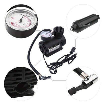 1 Unit of a Compact Air Compressor Pump, 12V 300 PSI, Designed for Inflating Tires of Cars, Bikes, Balls, And Motorcycles While for on The Move, Without Battery