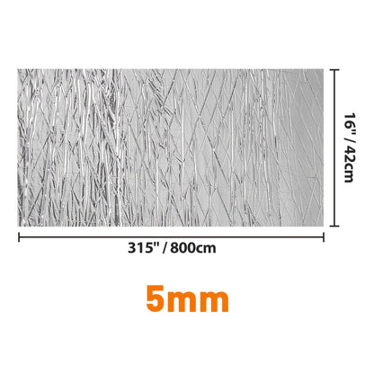 315 "x 16" Automotive Noise Insulation Mat - Automotive Aluminium Heat Insulation And Noise Barrier, 10mm X 800cm X 42cm Thick, Black with Grey Backing, Enhanced Noise And Insulation, Door Sound Insulation