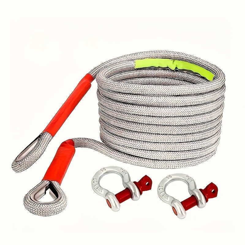 1 Heavy-duty Tow Hook And Tow Rope Set, 196.85inch Tow Hook And Tow Rope Set, Suitable for Off-road Rescue Of SUVs And Vehicles, Equipped with 2 Steel U-shaped Hooks, for Front Use, Suitable for Vehicles Weighing 135 Pounds Or Less