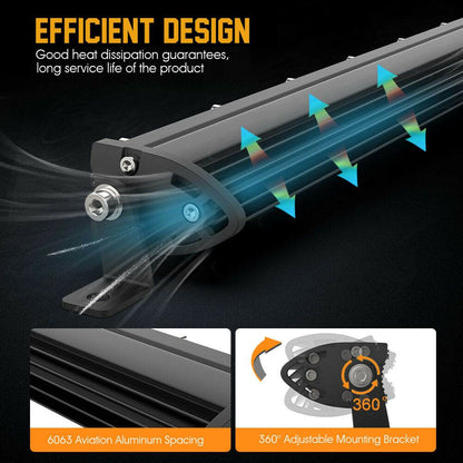 Ultra Slim LED Bar 20 Inch 180W Offroad Light Single Row 12V 24V LED Work Lamp For Auto ATV SUV Tractor Boat Light Bar