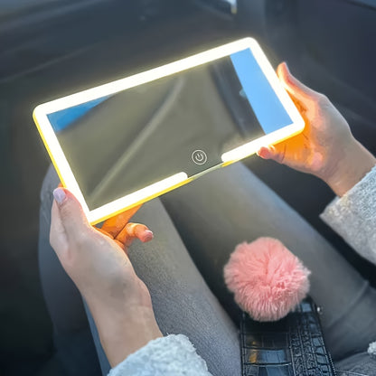 Car Sun Visor Makeup Mirror | USB-powered with Included Charging Cable, Features 3 Light Modes and LED Illumination, Suitable for Cars, Trucks, and SUVs, Perfect Gift for Women, Essential Road Trip Companion, Ideal for Female Drivers