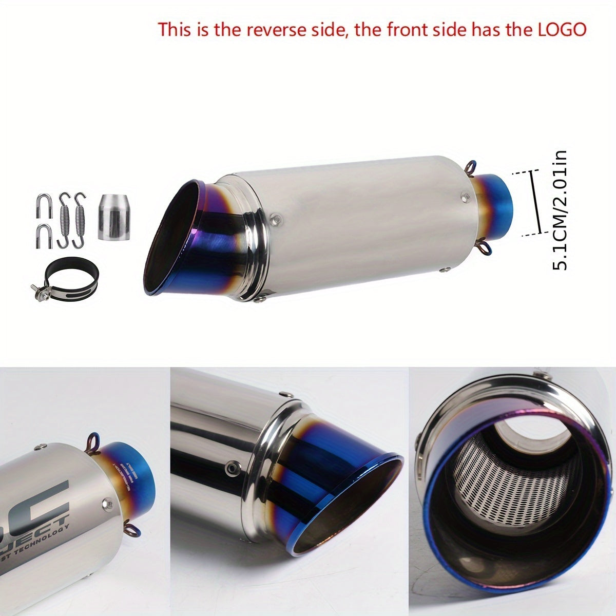 ANMIEN Sturdy Motorcycle Exhaust Pipe - 51/60Mm Diameter, Made of Stainless Steel, Compatible with NMAX 125/155, for Suzuki GSX650F, GSX1250, GSX650R, Motorcycle Exhaust, Enhances Vehicle Performance, Stylish Exhaust Design