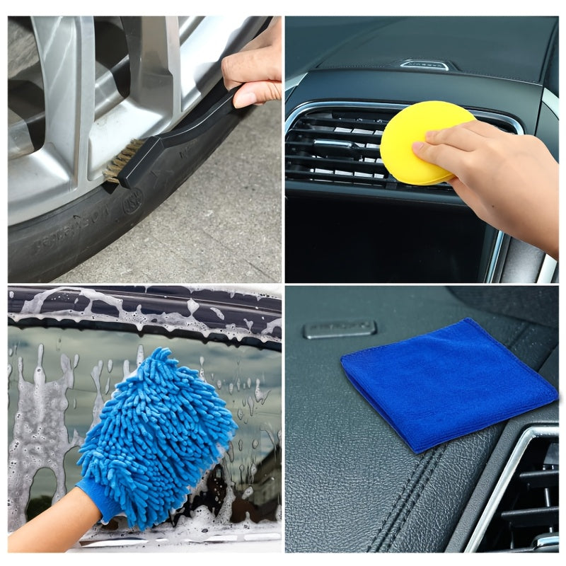 Car Detailing Brush Set 12-Piece – Interior Exterior Wheel Cleaning Kit with Sponge Cleaner & Storage Bag