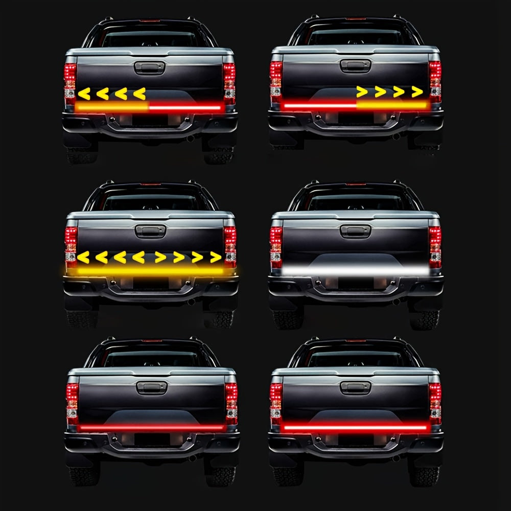 Tailgate Light Bar, Driving Safety Warning, Tail Rear LED High Brightness Strip Light with 3-Row 504 LEDs And 4-Way Flat Connector Wire for Pickup Truck Trailers Car Exterior Accessories, Cool Decorations, Gift for Men, 12V (60 Inches)