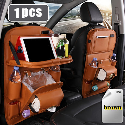 Car Seat Organizer with Foldable Tray Trash Can Multi-Pocket Rear Seat Back Storage Bag Headrest Hanging Organizer for SUV Truck Universal Fit 1pc 2pcs