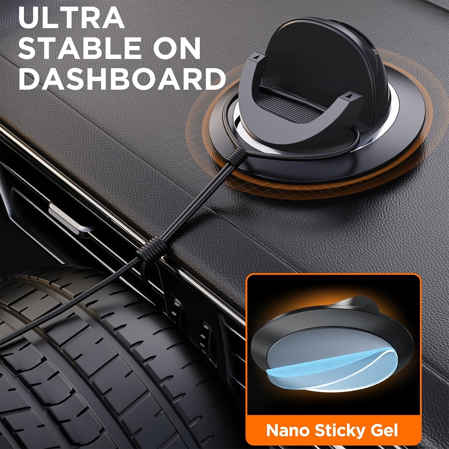 NOHON Car Phone Holder, Cell Phone Holder For Car, Dashboard Phone Holder Mount, 360° Rotation Phone Holder For Car, Suction Cup Holder Phone Mount, Silicone Car Pad Mat For Dashboards Slip Free Desk Phone Stand For IPhone17 16 15