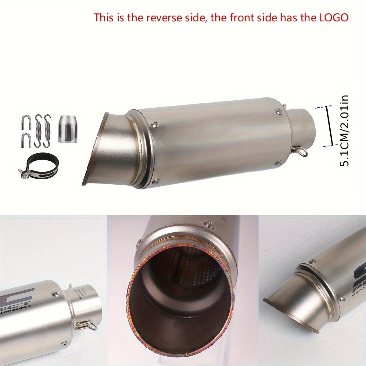 ANMIEN Sturdy Motorcycle Exhaust Pipe - 51/60Mm Diameter, Made of Stainless Steel, Compatible with NMAX 125/155, for Suzuki GSX650F, GSX1250, GSX650R, Motorcycle Exhaust, Enhances Vehicle Performance, Stylish Exhaust Design