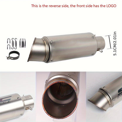 ANMIEN Sturdy Motorcycle Exhaust Pipe - 51/60Mm Diameter, Made of Stainless Steel, Compatible with NMAX 125/155, for Suzuki GSX650F, GSX1250, GSX650R, Motorcycle Exhaust, Enhances Vehicle Performance, Stylish Exhaust Design