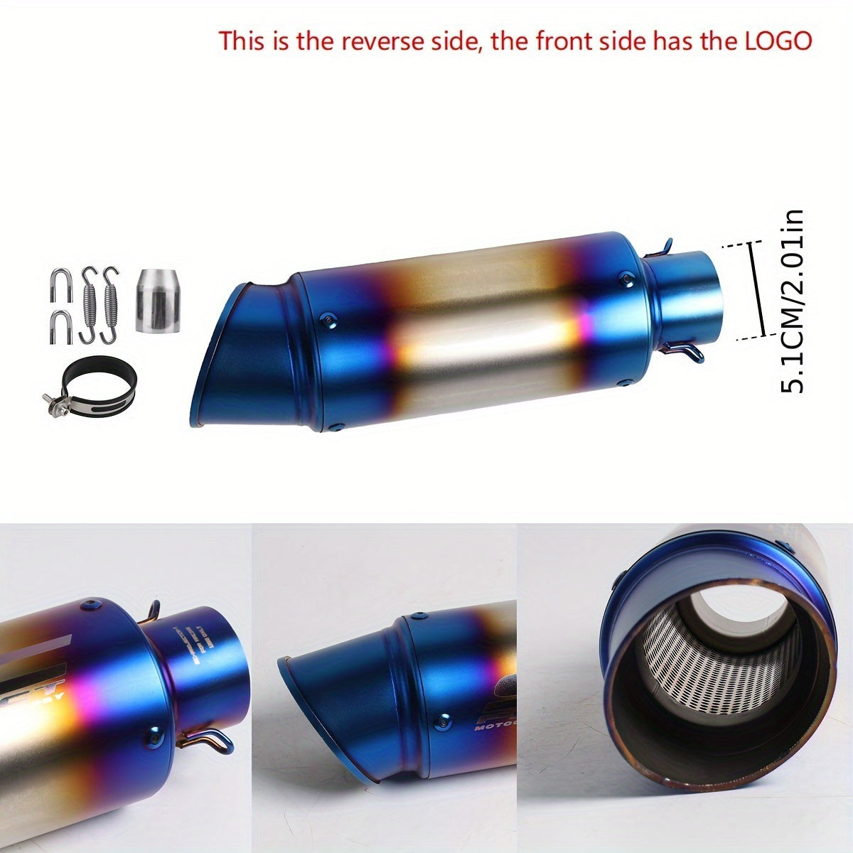 ANMIEN Sturdy Motorcycle Exhaust Pipe - 51/60Mm Diameter, Made of Stainless Steel, Compatible with NMAX 125/155, for Suzuki GSX650F, GSX1250, GSX650R, Motorcycle Exhaust, Enhances Vehicle Performance, Stylish Exhaust Design