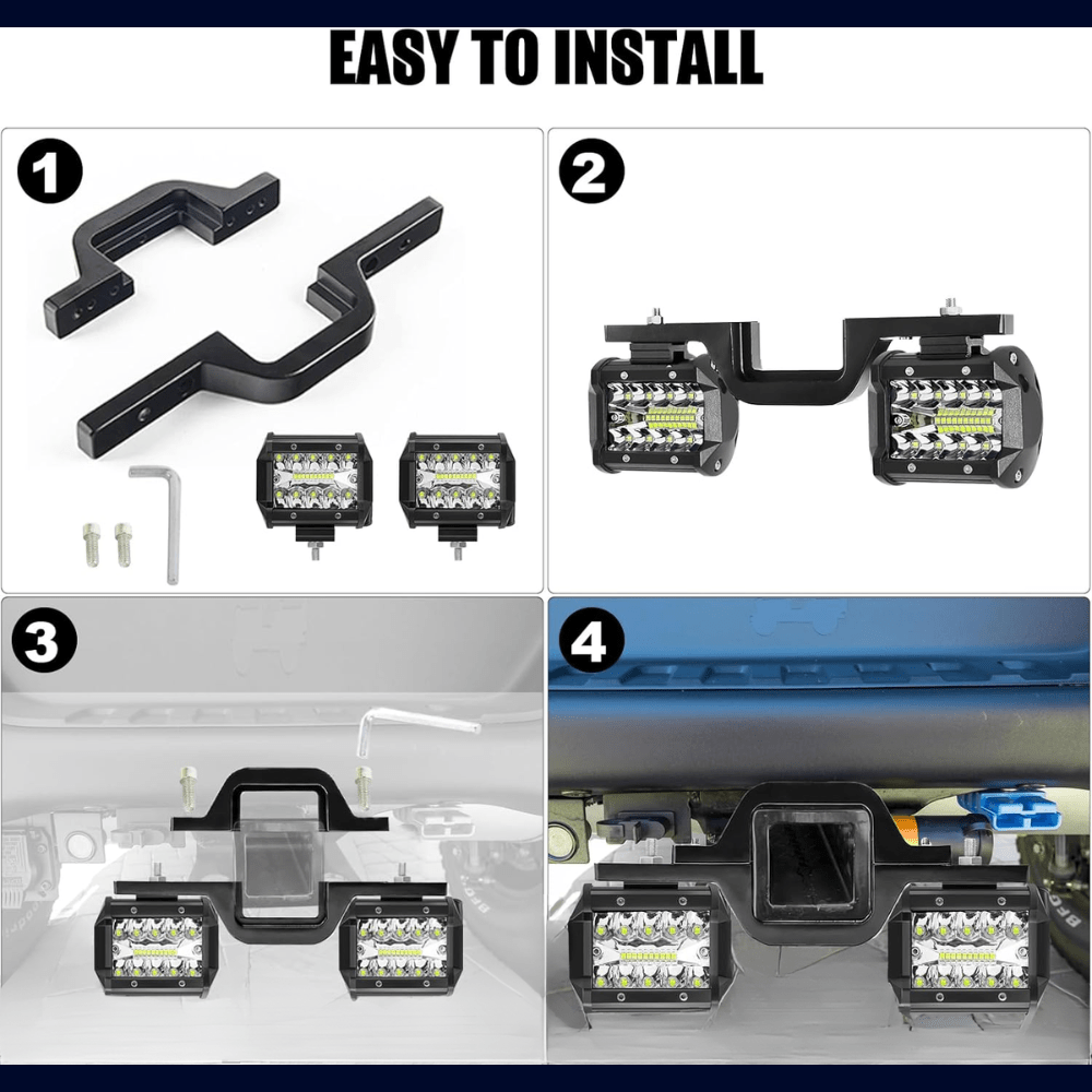 Hitch LED Lights, 4 Inch LED Work Light Pods with 2.5 Inch Towing Hitch Mount Brackets for Truck Trailer SUV Pickup Fit Dual Led Off-Road Driving Hitch Light Bar, Without Battery
