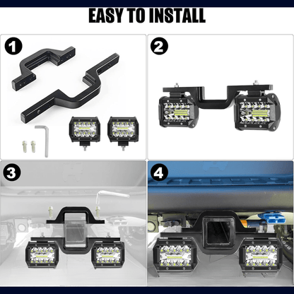 Hitch LED Lights, 4 Inch LED Work Light Pods with 2.5 Inch Towing Hitch Mount Brackets for Truck Trailer SUV Pickup Fit Dual Led Off-Road Driving Hitch Light Bar, Without Battery