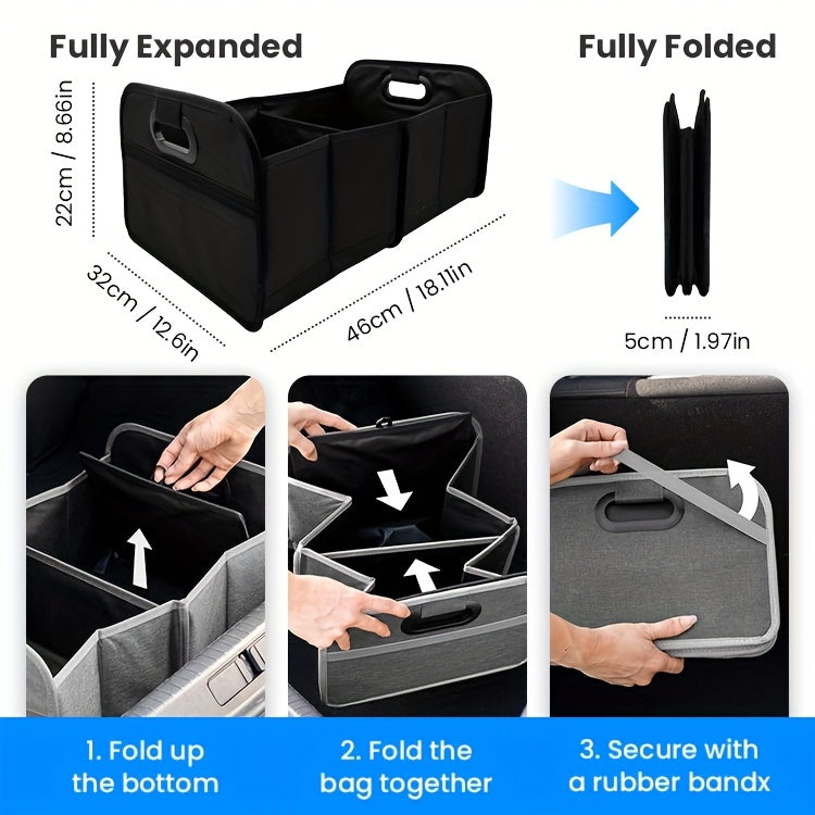Portable, Durable, Foldable Car Storage Box with Handle - Suitable for All Cars, SUVs, and Minivans