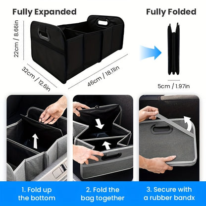 Portable, Durable, Foldable Car Storage Box with Handle - Suitable for All Cars, SUVs, and Minivans