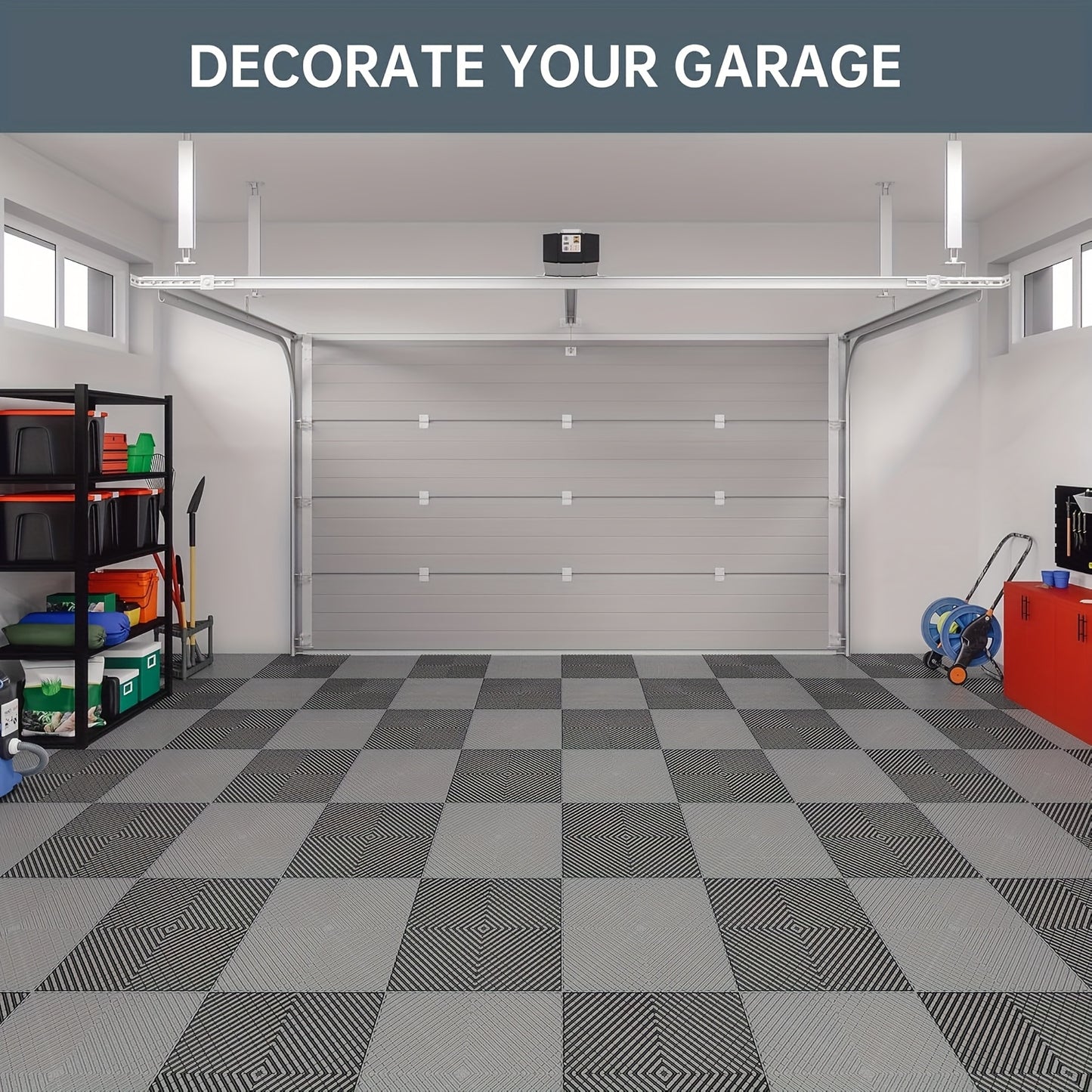 20 Pack 16"x 16"x 0.75"(Thickness)Interlocking Garage Floor Tiles, Modular Drainage Floor Mat, Non-Slip Splicing Interlocking Drainage Mats Floor Tile for Garage  Wash Basement, Etc.