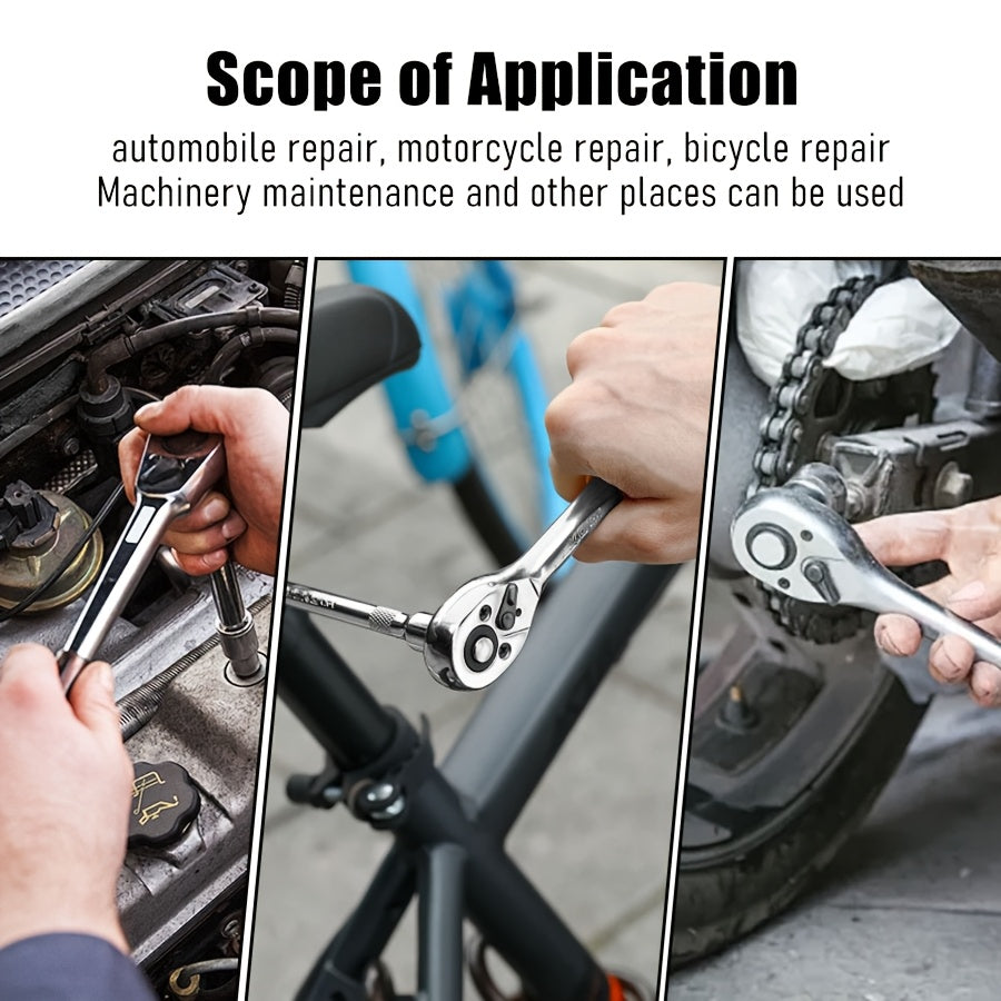 [48pcs Tool Set] Socket Wrench Set, 48pcs Tool Set - 1/2-inch Sockets, 46/51/129pcs with 1/4-inch Ratchet Wrenches, Including Extension Rods, Universal Slide Rail Extension Tubes, Containing 72-tooth Ratchet Wrenches, Suitable for Automotive Repair And Ho