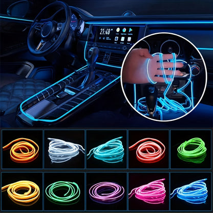 [APP Control LED Lights] RGB Car Accessories Neon Light With APP Control, 8-Color Changing (Dashboard + Roof Console), LED Car Lights, APP Application And USB Button With Voice Control RGB LED Automotive Ambient Lighting