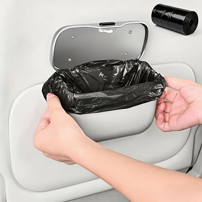 Multi-Functional Car Mounted Microfiber Trash Can Made of ABS Material That Does Not Deform And Is Suitable for 99% of Car Models, Suitable for Both Dry And Wet Use, Space Saving, And Non-Destructive Installation, Comes with Garbage Bags