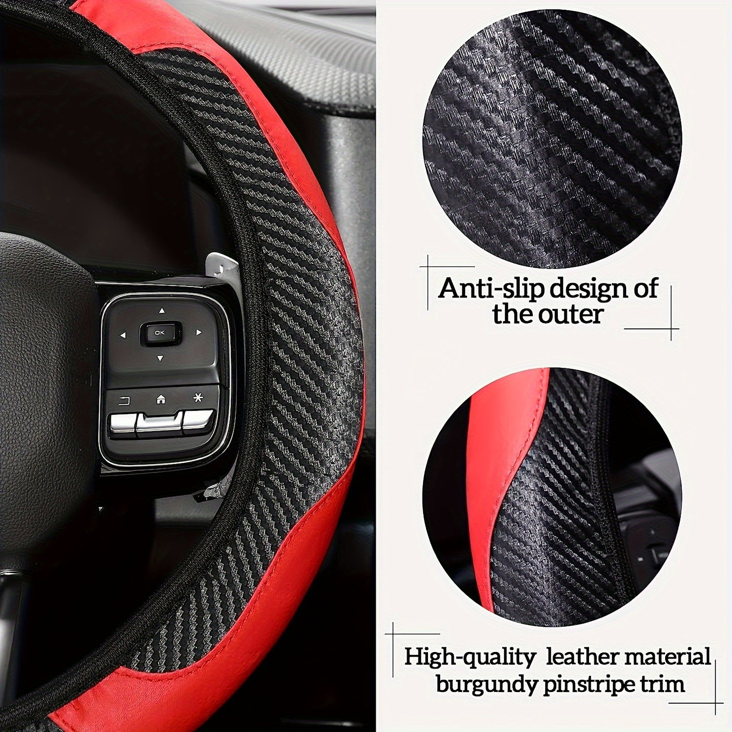 30pcs PU, Carbon Fiber Car Steering Wheel Cover, Car Air Outlet Decorative Strip Simple and Easy to Install, Universal Model