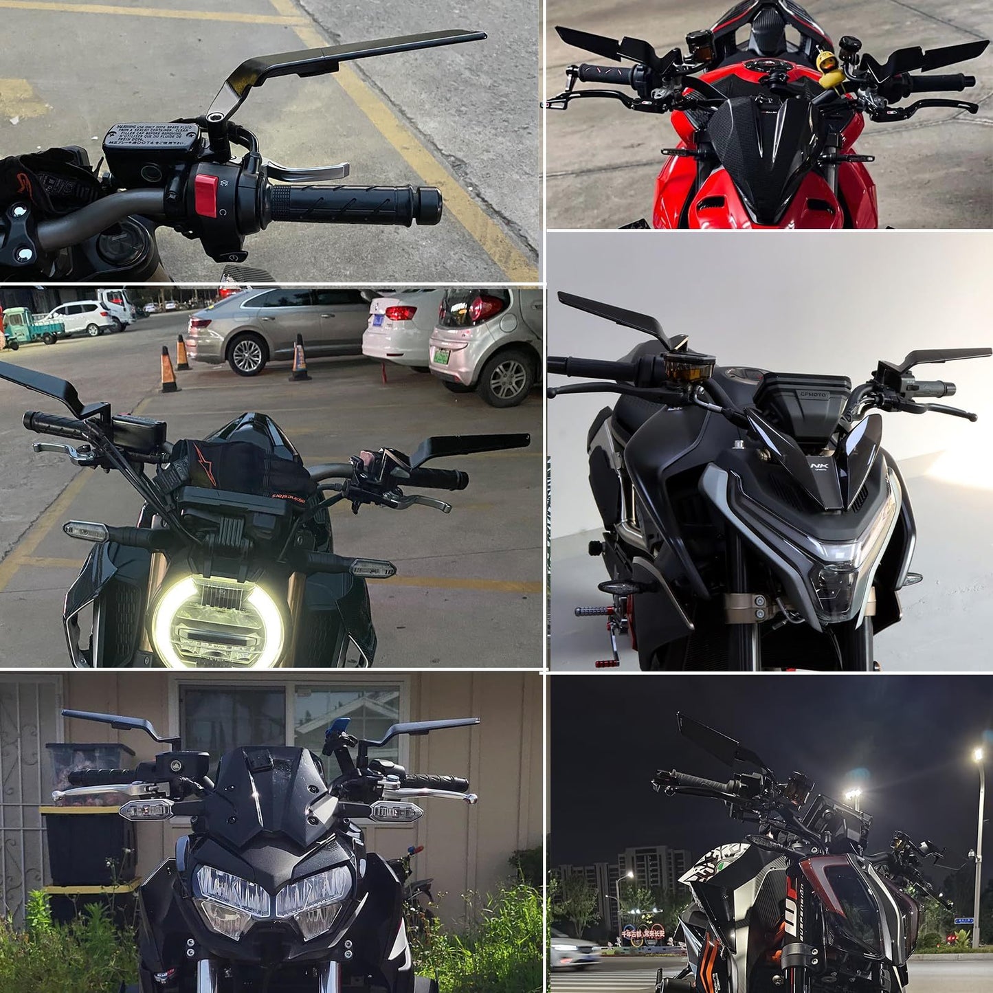 Adjustable Rotating Rearview Mirrors for Motorcycles, Stealth Wind Wing Side Mirrors Compatible with Z400, Z650, Z900, 1290 Super Duke R, Evo, And ABS 390 Duke Street Bikes