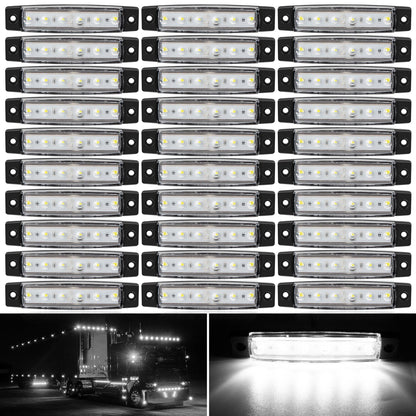 30pcs 3. 8" 6 LED Front Rear Side Marker Indicator Lights LED Lamp Indicator For Car Truck Trailer Lorry Bus -White, Red, Amber, Blue, Green, Purple, Without Battery