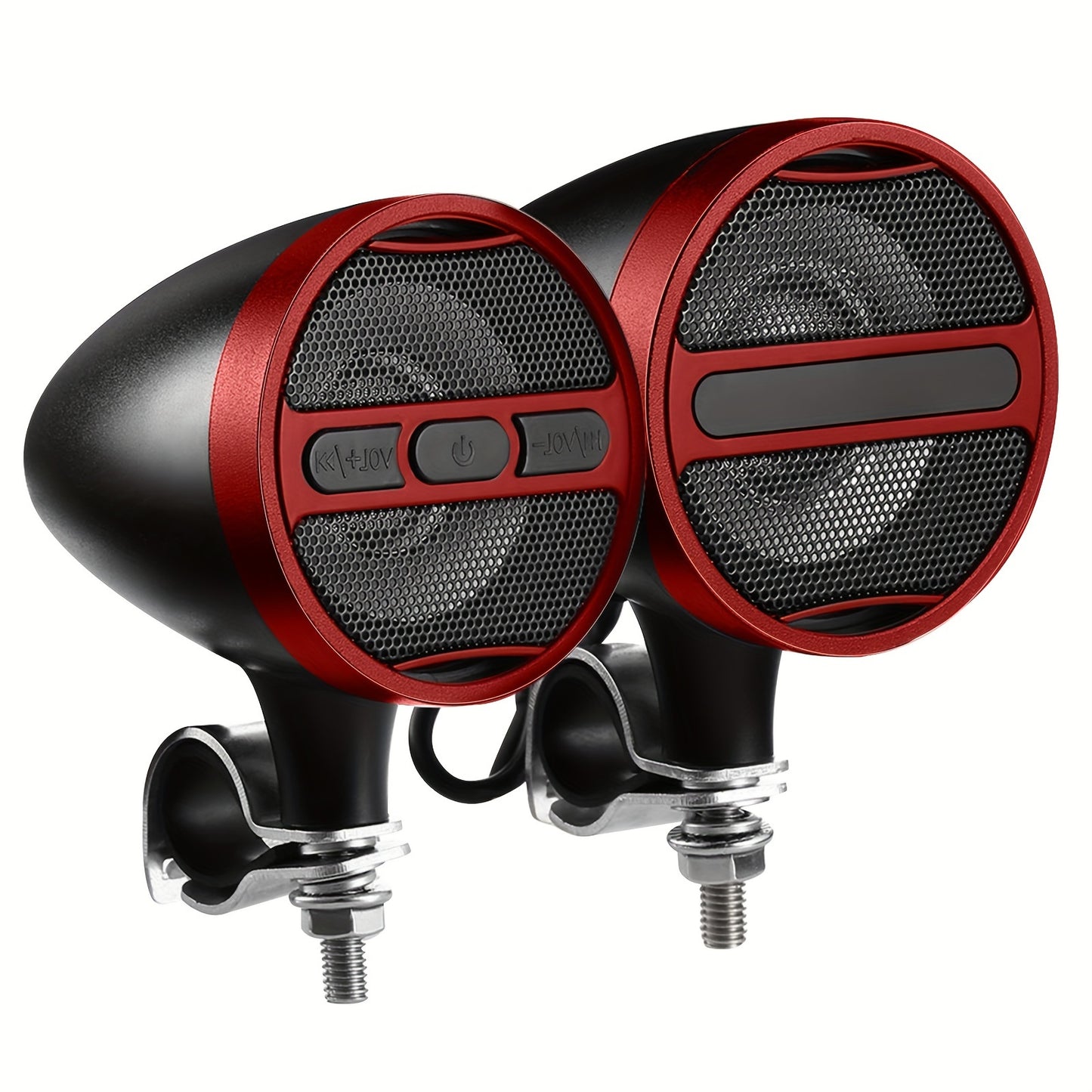 KORBROS Motorcycle Stereo Sound System with Built-In Amplifier, MP3 & USB - 12V Speakers for ATVs, Handlebar Mount