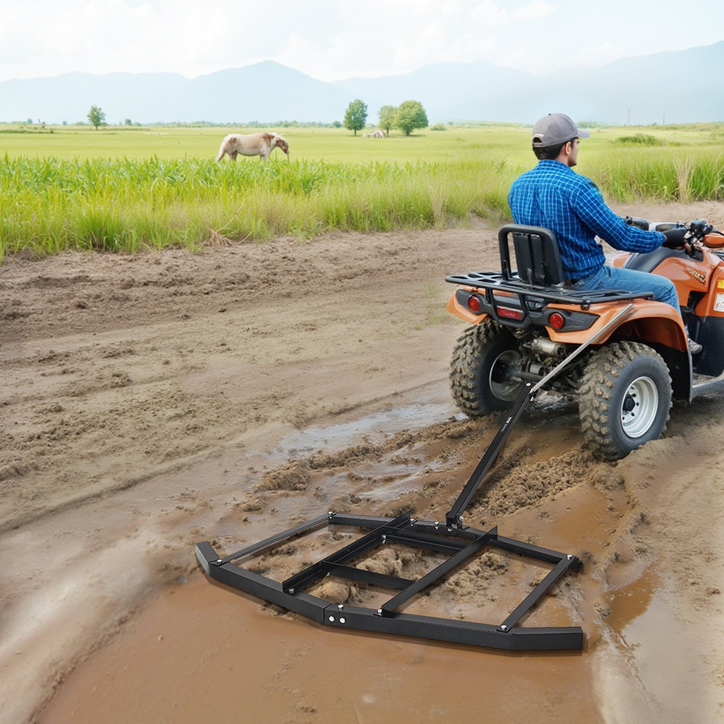 Drag Harrow 66/74/84" Width Tow Behind Drag Harrow Steel Gravel Grader ATV UTV