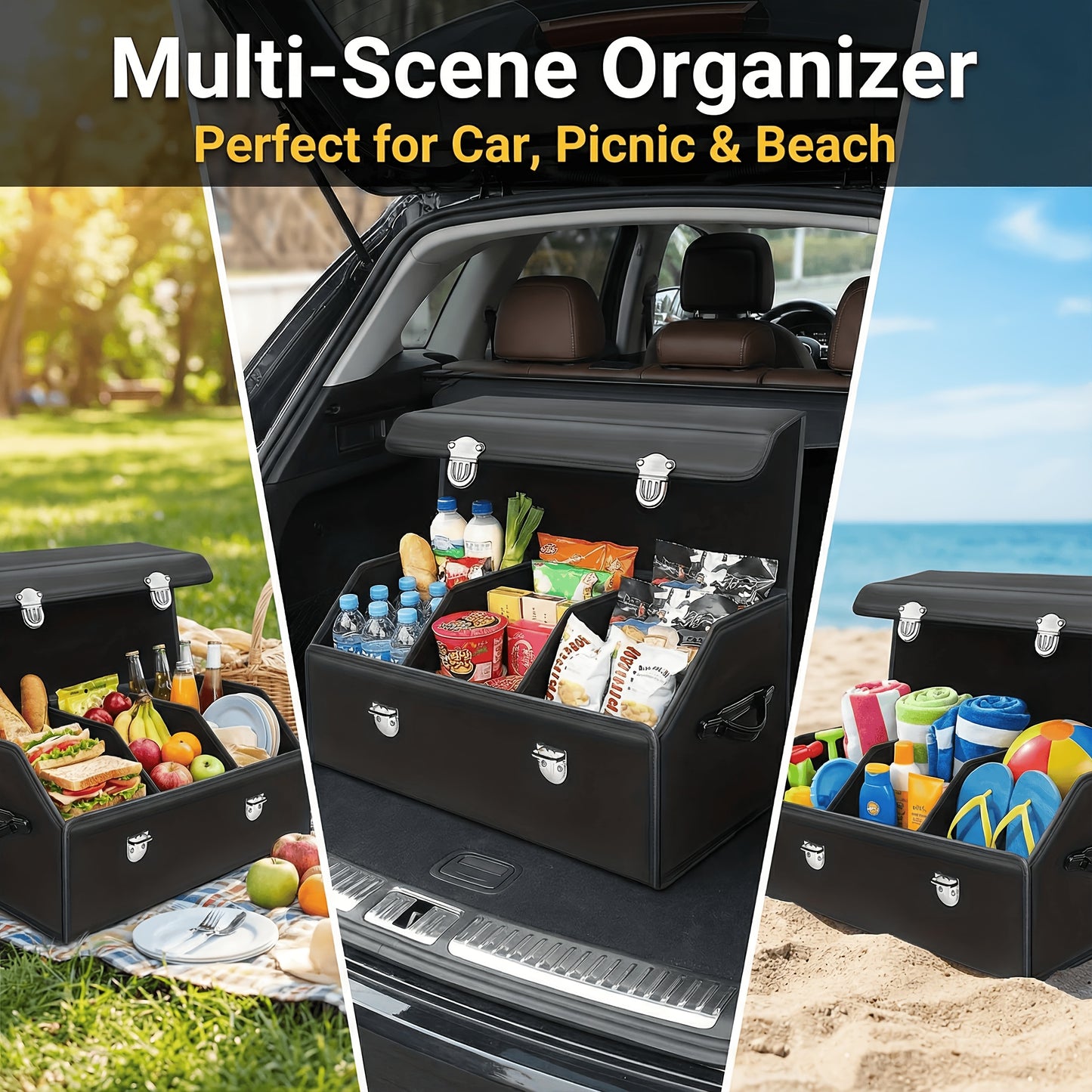 Versatile Car Trunk Organizer with a Spacious Design, Collapsible for Easy Storage, Perfect for Keeping Decorative Items And Practical Tools Neatly Arranged