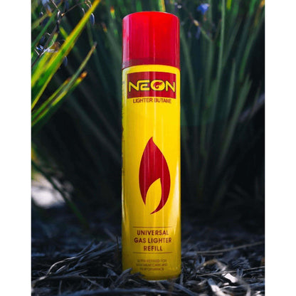 3 Pack NEON Butane Gas Refill – 10.14 oz Cans – Ultra Refined Universal Lighter Fuel – 5 Adapter Tips – High-Performance Yellow Canisters