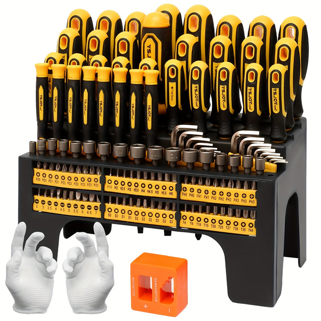 Magnetic Screwdriver Set 131Pc – Precision Screwdrivers, Ratchet Driver, Hex Keys & Pick Hook with Plastic Stand Organizer, Great Gift for DIY & Home Repair