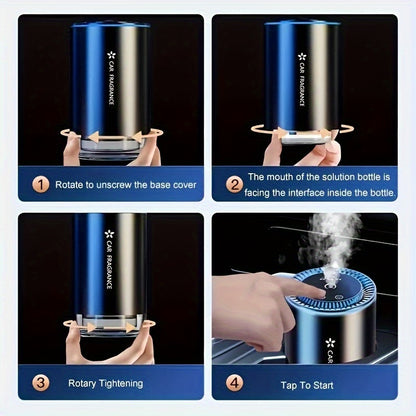 Smart Car Air Freshener with Projection Light, USB Rechargeable Essential Oil Diffuser, Adjustable Scent Intensity, Music-Synchronized Lights, Perfect Car Gift, Car Air Freshener Long Lasting, Automotive Fragrance, Modern Accessory, Sleek Cylindrical Desi
