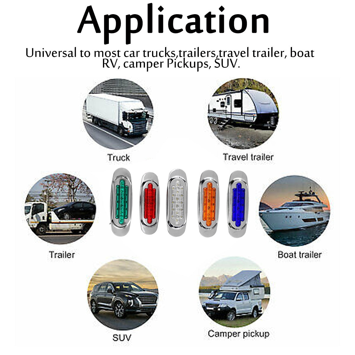 8pcs Ultra-Bright 16LED Car Side Marker Lights, 12-24V - Amber/White/Red/Blue/Green, Fit for Trucks & Trailers, Enhanced Visibility & Safety