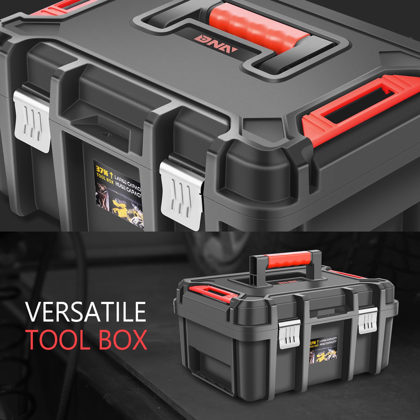2pcs Tool Boxes Set - Lockable Organizer Storage Portable Toolbox with Removable Tray for Workshop Garage & Household, Large Capacity