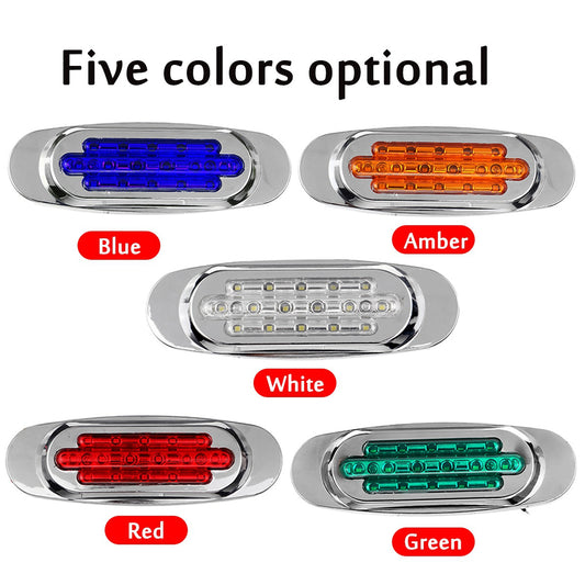 4pcs LED Side Marker Lights for Trucks & Trailers - 16 LEDs, Dual Mode (Steady On + Flash), Fits 12-24V Vehicles - Available in Amber, White, Red, , Green
