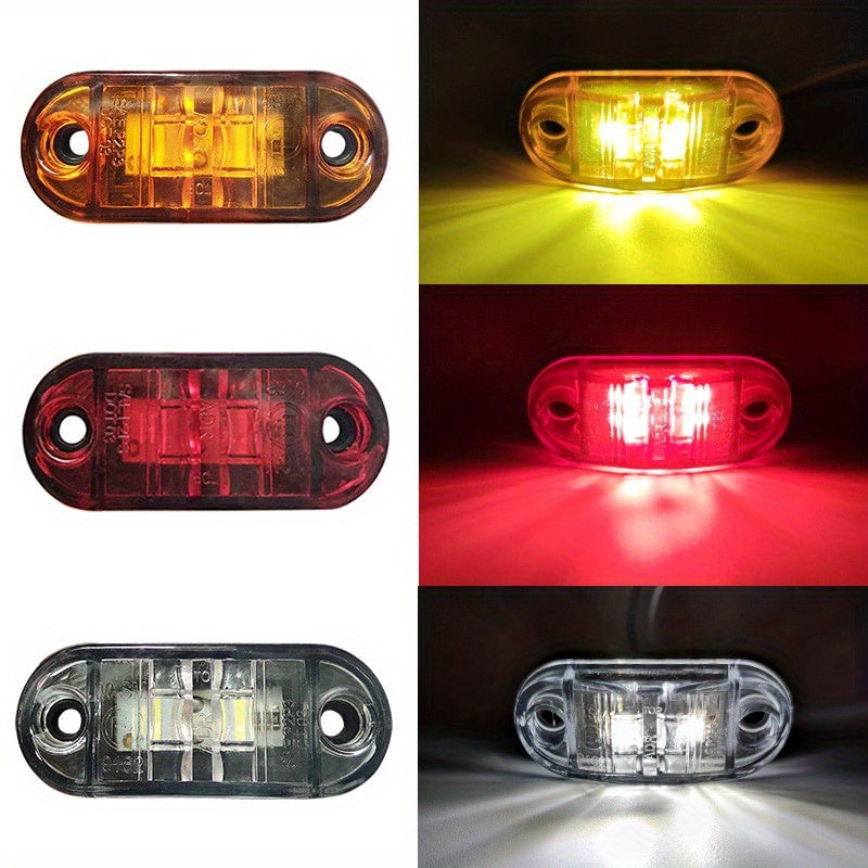 LED Side Marker Lights 20pcs 4-LED 12V 24V Hardwired Stop Tail Indicator for Truck Trailer RV Bus Caravan Camper Van Amber Red Green Purple