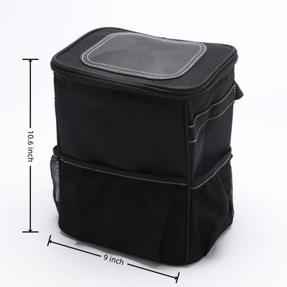 2 Gallon Car Trash Can with Lid and Storage Pockets – Leakproof & Odor-Proof Vehicle Garbage Bin – Fits Cars, SUVs, Trucks