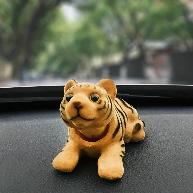 Resin Tiger Dashboard Ornament, Shaking Head Little Tiger Figure, Fun Car Interior Accessory Decor, 1pc