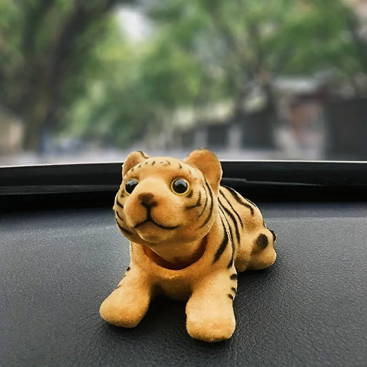 Resin Tiger Dashboard Ornament, Shaking Head Little Tiger Figure, Fun Car Interior Accessory Decor, 1pc