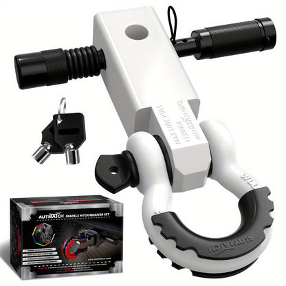 AUTMATCH 2-Inch Heavy Duty Shackle Hitch Receiver Kit - 45,000 lbs Break Strength, High-Strength Drop-Forged Towing System with Lock Pin & D-Ring Shackle for Truck,, RV, ATV, Boat Recovery ( Fit)