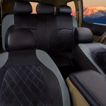 Deluxe All-Season Quilted PU Leather Car Seat Covers - Comfy Sponge-Padding, Universal Fit, christmas gifts