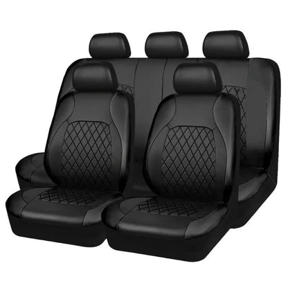 Deluxe All-Season Quilted PU Leather Car Seat Covers - Comfy Sponge-Padding, Universal Fit, christmas gifts