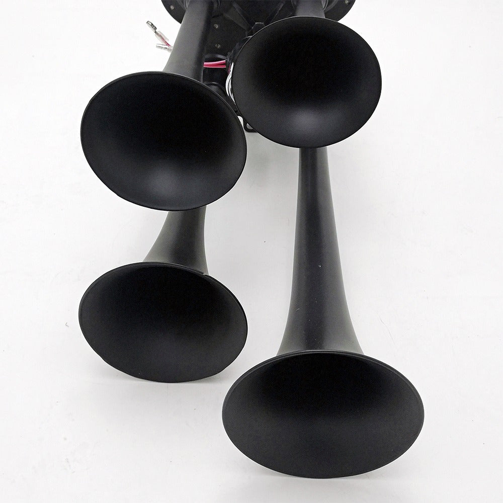 For Ford Chevy for RAM, 135DB 4 Trumpet Train Air Horn Kit, Loud 12V/ 24V for Truck Pickup