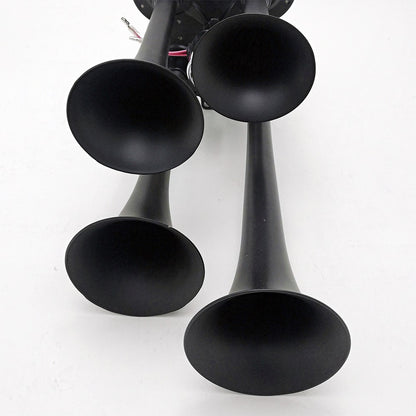 For Ford Chevy for RAM, 135DB 4 Trumpet Train Air Horn Kit, Loud 12V/ 24V for Truck Pickup