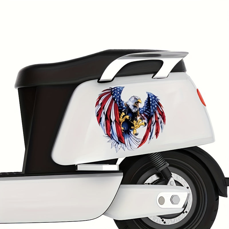 4PCS American Flag Eagle Decal for Truck Car Window Bumper Decoration, Cartoon Animal Vinyl Sticker with Glossy Finish, Self-Adhesive Irregular Shape for Wood, Plastic, Glass, Metal, Ceramic Surfaces - Single Use Anime Auto Flag Theme Adhesive Art.