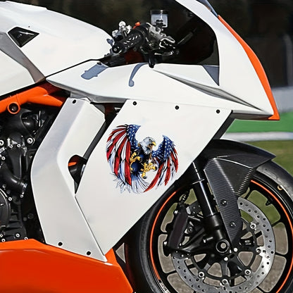 4PCS American Flag Eagle Decal for Truck Car Window Bumper Decoration, Cartoon Animal Vinyl Sticker with Glossy Finish, Self-Adhesive Irregular Shape for Wood, Plastic, Glass, Metal, Ceramic Surfaces - Single Use Anime Auto Flag Theme Adhesive Art.