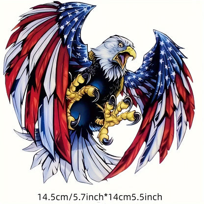 4PCS American Flag Eagle Decal for Truck Car Window Bumper Decoration, Cartoon Animal Vinyl Sticker with Glossy Finish, Self-Adhesive Irregular Shape for Wood, Plastic, Glass, Metal, Ceramic Surfaces - Single Use Anime Auto Flag Theme Adhesive Art.