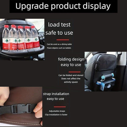 2pcs Car Ride with This All-In-One Rear Seat Storage Box - One Rear Seat Storage Box to Upgrade Your Car Ride - Including Foldable Table Holders, Foot Mats, Tissue Boxes, Cup Holders, Umbrella Holders, Laptop Desks, And Car Dining Plates