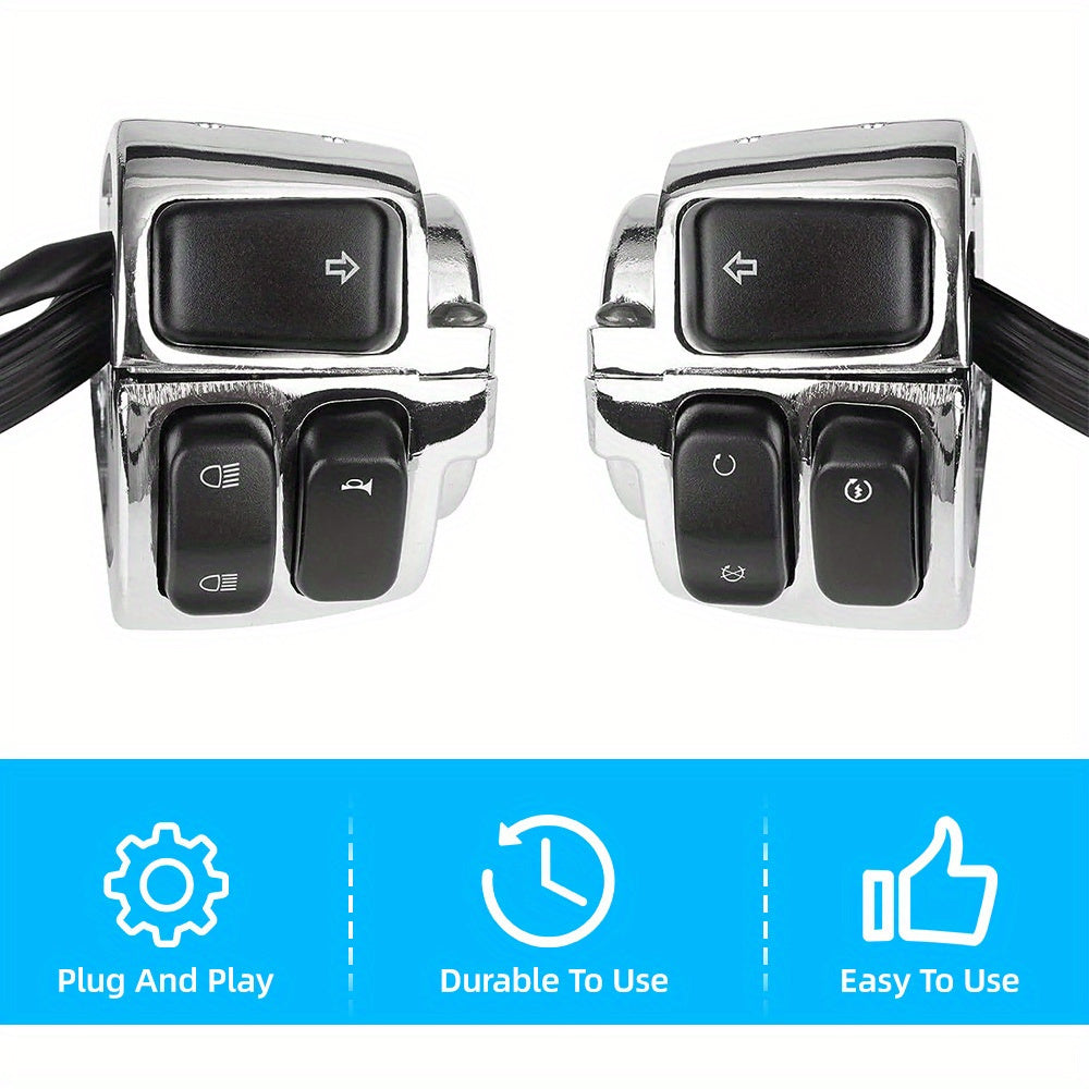 2* Chrome 1' Handlebar Control Switches+ Wiring Harness for Harley for Sportster for Dyna