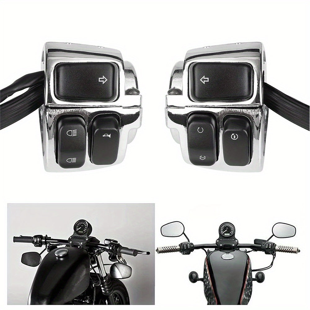 2* Chrome 1' Handlebar Control Switches+ Wiring Harness for Harley for Sportster for Dyna